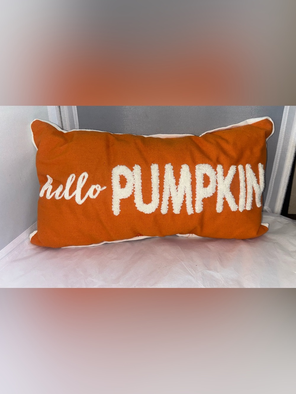 Hello Pumpkin Orange Holiday Decorative Pillow